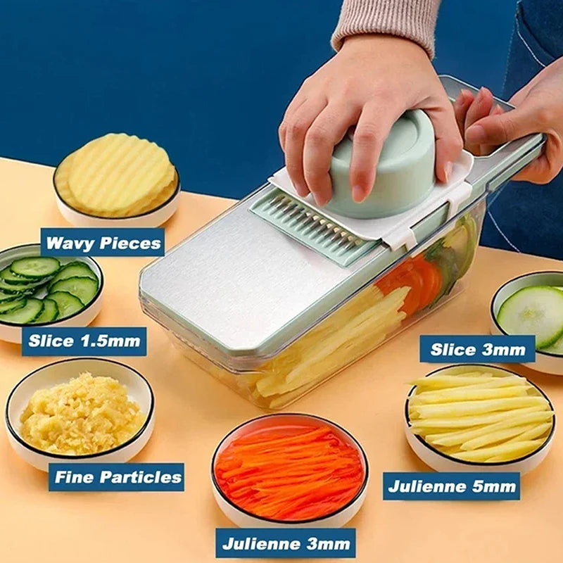 Râpe Multifonction 6-en-1 - Coupe-Légumes Professionnel avec 6 Lames en Acier Inoxydable