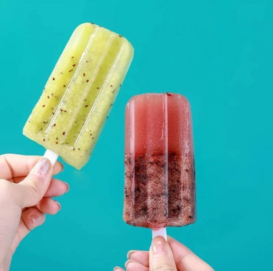 Moule à Glace Popsicle 4 Cavités avec Couvercle – DIY Sucettes Glacées pour Enfants
