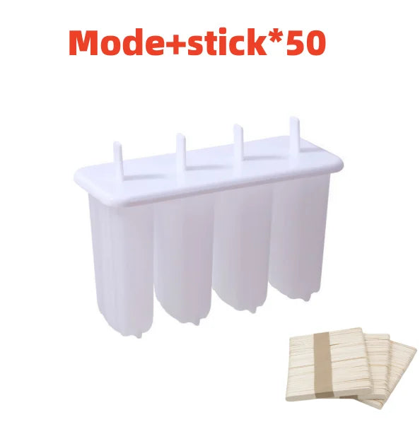 Moule à Glace Popsicle 4 Cavités avec Couvercle – DIY Sucettes Glacées pour Enfants