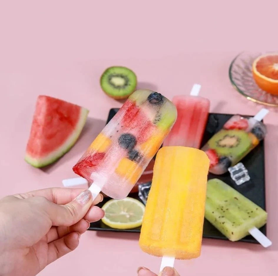 Moule à Glace Popsicle 4 Cavités avec Couvercle – DIY Sucettes Glacées pour Enfants