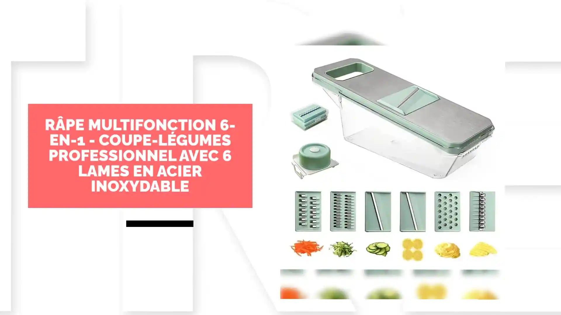 R&acirc;pe Multifonction 6-en-1 - Coupe-L&eacute;gumes Professionnel avec 6 Lames en Acier Inoxydable by@Outfy